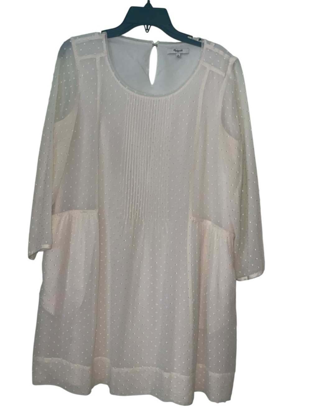 Madewell Ivory Etude Silk Swiss Dot mini shift dress. Size medium GUC - Picture 2 of 9
